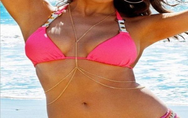

beach bikini fashion body belly chain double layer waist chain silver gold color body jewelry body4636462