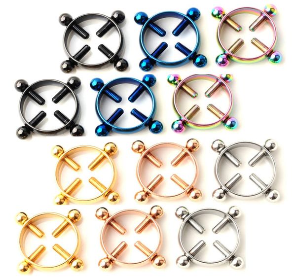

stainless steel round non piercing nipple ring shield body jewelry clamps for women8612820, Silver