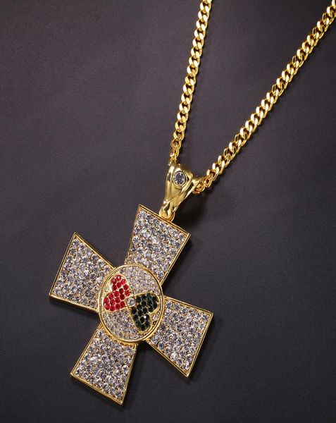 

wholehiphop cross love pendant red heart and black heart stitching pendant diamond jewelry fashion hiphop pendant1002390, Silver