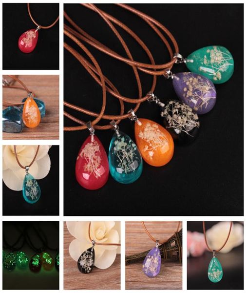 

new styles sell popular euroamerican noctilucent crystal necklace resin drip flower necklace stone pendent jewelry whole 1728336, Silver