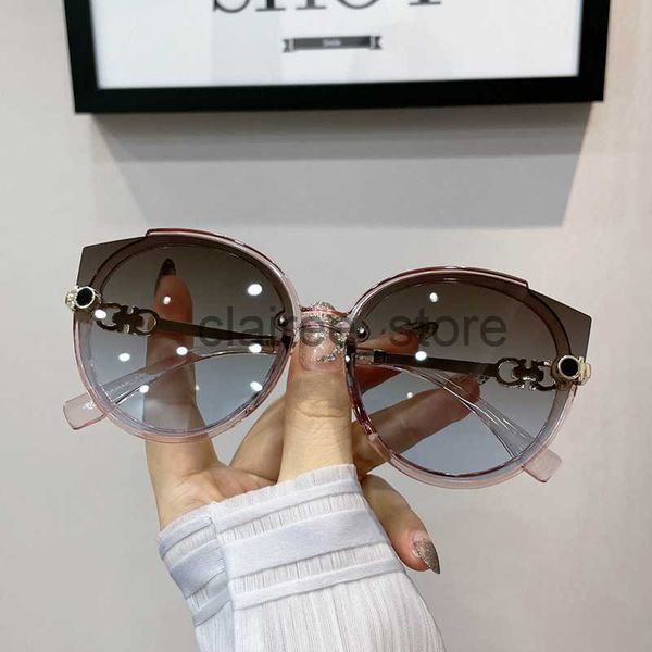 

sunglasses 2023 new vintage cat eye round sunglasses women's korean version metal rimless gradient sun glasses women luxury shades uv40, White;black