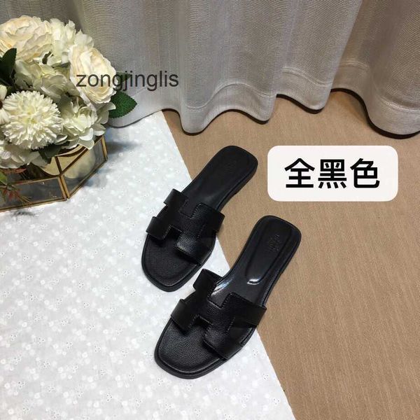 

women's sandal herm versatile bear summer shoes designer oran color slippers slipper matching leather one line for tourism wear flat bo