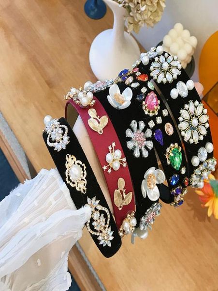 

boutique pearl girlhairaccessories sticks rhinestone girls designers headbands jewel diamond designer headband hair accessories fo8375879, Slivery;white