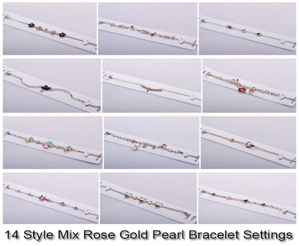 

14 styles pearl bracelet settings zircon rose gold bracelets for women settings mounting bracelet blank diy jewelry diy gift2016399, Slivery;crystal