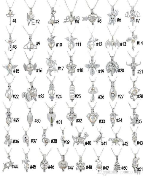

2019 pearl cage pendant necklaces love oyster natural pearl open hollow locket charm silver chain for women fashion jewelry in bul8223593