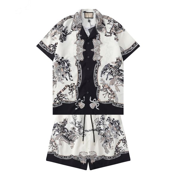 

mens flower tiger print shirts casual button down short sleeve hawaiian shirt suits summer beach designer dress shirts, Gray