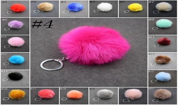 

imitate rabbit pom pom car keychain handbag key ring fur ball key chains rings 315 inch lovely backpack wallet keyfob3605996, Silver