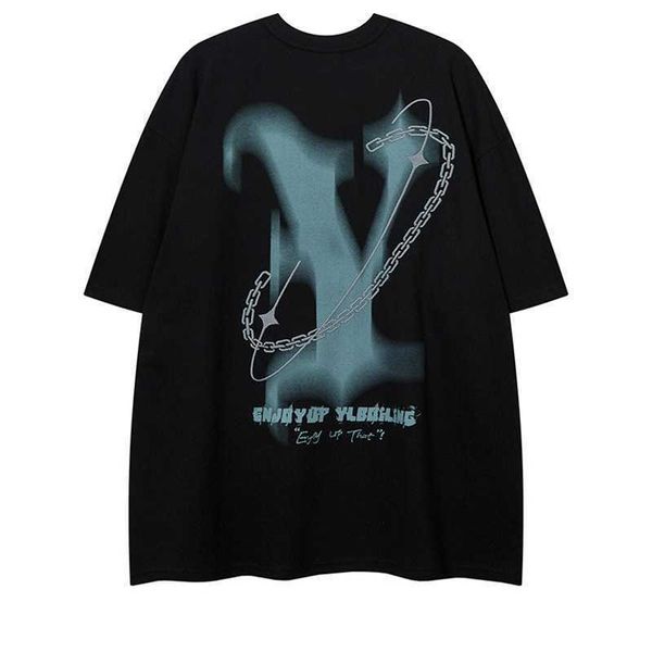 

american retro china-chic street t-shirt men ins trendy brand fashion letter short sleeve summer loose couple costume half sleeve9wjo, White;black