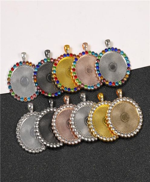 

diy consumables jewelry thinestones round shape bottom brackets time gem sublimation blank pendant for transfer printing neckl6775316, Silver