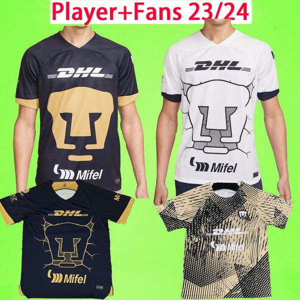 

fans player version 2023 2024 unam lion soccer jerseys mexican football club goalkeeper salvio dinenno diogo gk 23 24 football shirts t liga, Black;yellow