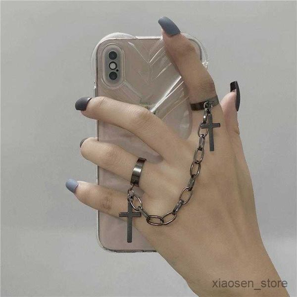 

wedding rings rings rings retro hip hop cross ring finger adjustable link jewelry gift mens womens gifts r230626, Slivery;golden