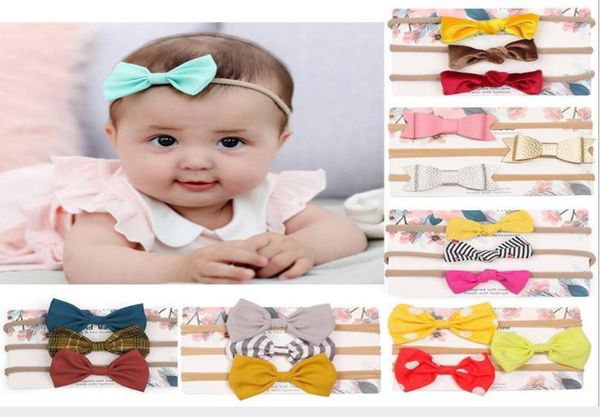 

new striped wave point elastic headband hairbands kids bowknot hair accessories children headwear fashion headdress fd121532207, Slivery;white