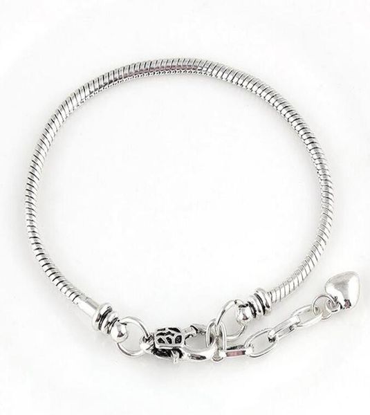 

chain bracelets with love smooth clips fit beads jewelry diy 19+0.3cm ps12882722065, Golden;silver