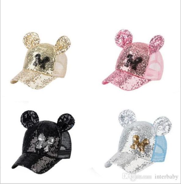 

sequins kids hats glitter baby baseball caps boys snapback hiphop hat summer sunscreen cap mesh ball hat dance fashion shiny viso8246907, Yellow