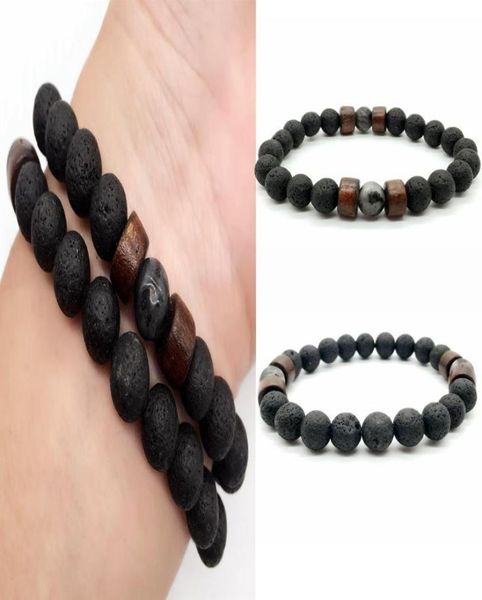 

lava stone bracelet energy yoga chakra jewelry men bead bracelet9736108, Black