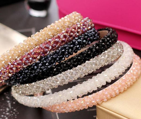 

multicolor crystal glass headband fashion handmade hair band for women girls hair accessories hairband jewelry5560927, Silver