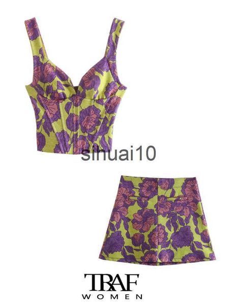 

women's t-shirt traf women fashion floral jacquard knit tank vintage backless wide straps female camis mujer j230627, White