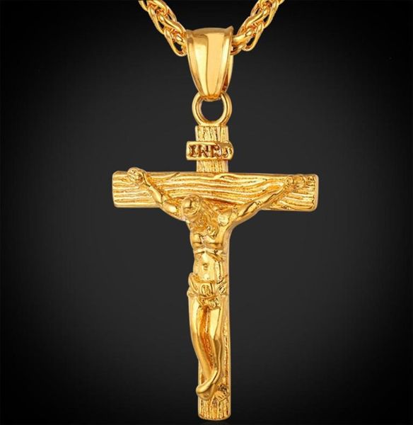 

religious jesus cross necklace for men women fashion gold and silver pendent with chain jewelry gifts4932443
