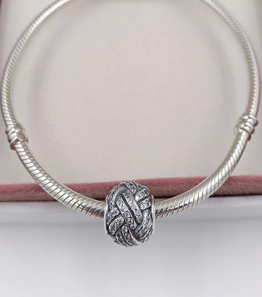 

andy jewel 925 sterling silver beads sparkling love knot charm charms fits european pandora style jewelry bracelets necklace 7916412042, Black