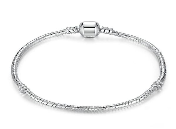 

bracelet 1623cm silver snake chain link bracelet fit european charm pandora bracelet for women diy jewelry making2751725, Black