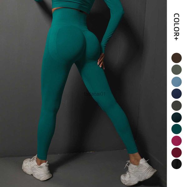 

high waist seamless leggings push up gym girl tights sport leggins mujer women fitness running yoga pants elastic trousers l230621, Black