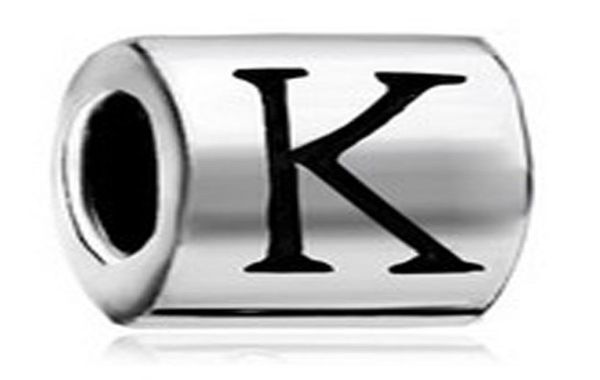 

cylindrical shaped letter initial i j k l m n o p european alphabet metal bead charm bracelets pandora chamilia compatible2969428, Black