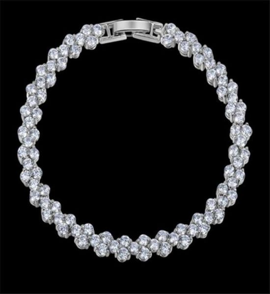 

luxury shining crystal bracelets genuine 925 sterling silver charms bracelet diamond roman tennis link bracelet jewelry a362112156, Black