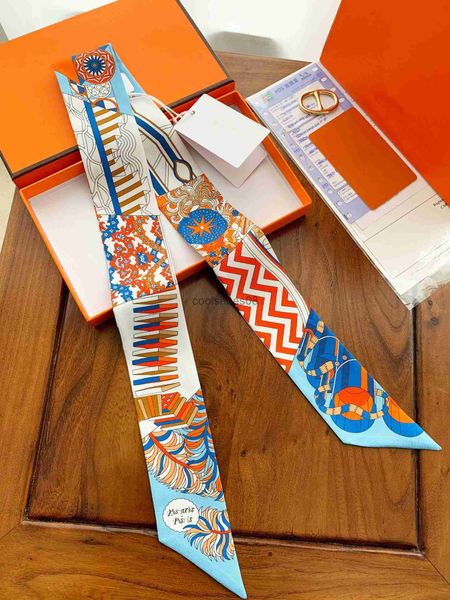

18  silk scarf womens french retro tie bag small long ribbon decoration hair band h all-match ribbon, Blue;gray