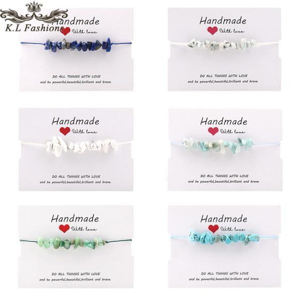 

new korea natural gravel stone bracelets colorful handmade weave braided rope bracelets for women men summer beach jewelry gift2066944, Black