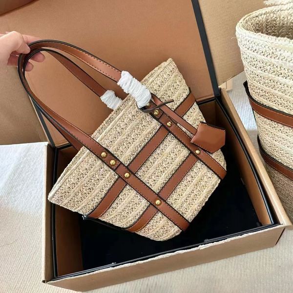 

tote luxury designer women basket hand bag large capacity summer classic messenger bag rive gauche beach clutch bags straw weave men luggage