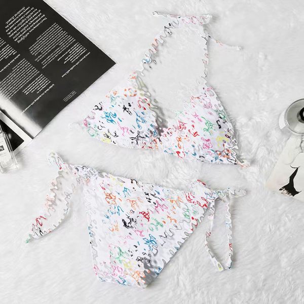 

women's swimwear designer print multicolor bikini strappy swimsuit beach sister plus size bikini, White;black