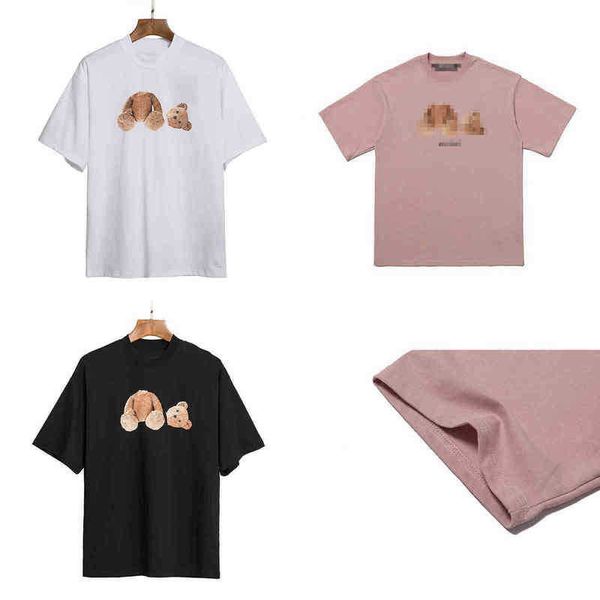 

designer t shirts for men/women brokenhead bear pink short sleeve double yarn cotton letter print palm t-shirt hip hop street style o9, White;black