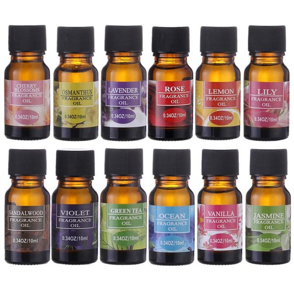 

essential oils 10ml flower fruit essential oil for aromatherapy diffusers air freshening body massage relieve oil skin care 12pcs6737781