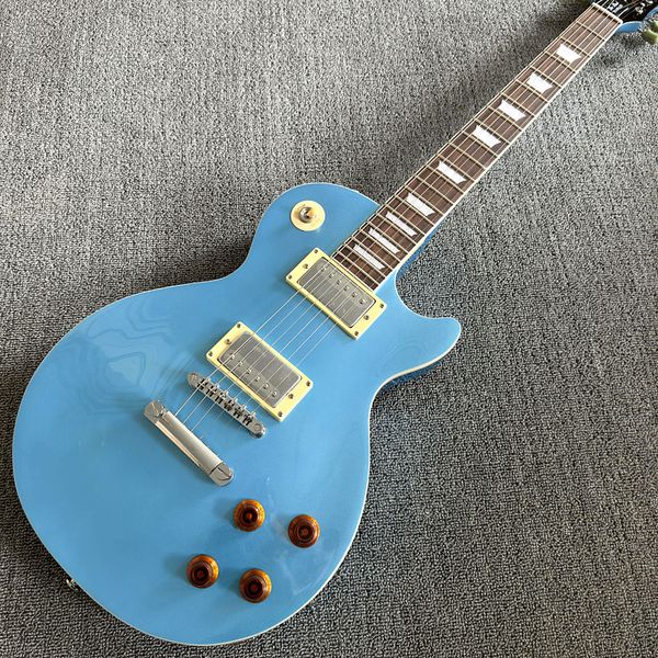

custom shop, stendan blue silver pink electric guitar, rosewood fingerboard, chrome hardware, ing