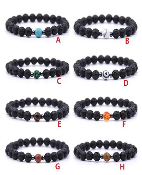 

hematite natural black lava stone beads strand elastic bracelet essential oil diffuser bracelets volcanic rock beaded hand strings2110557