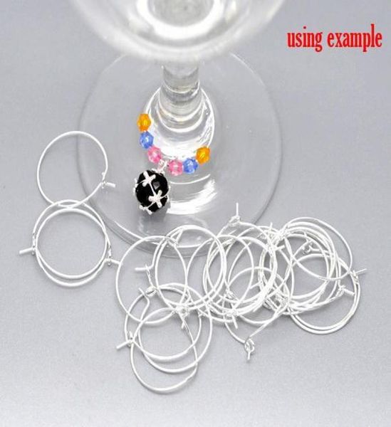 

600pcs silver plated wine glass charm rings earring hoops 25x21mm findings whole jewelry making finding6704228, Golden;silver