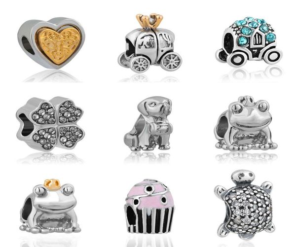 

moq 20pcs gold silver car dog frog turtle animal hanging bead charms fit original pandora bracelet jewelry diy makeing j0164478663, Bronze;silver