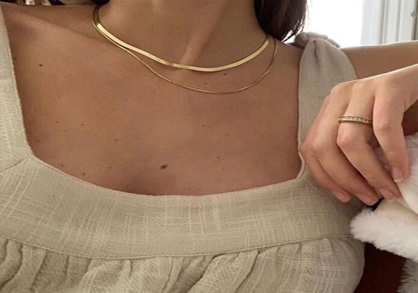 

2 layed choker necklaces collar women chokers goldsilver color metal chain necklace for female collier1862209, Silver