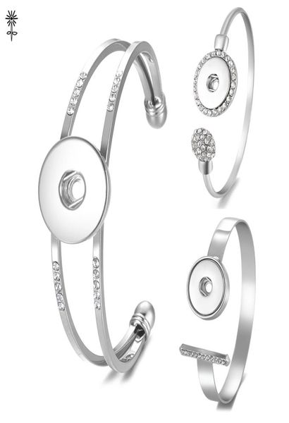 

ginger snap charms open with crystal for 18mm button interchangeable bangle jewelry for female8555410, Black