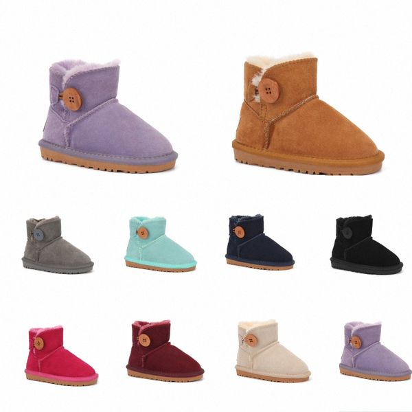 

uggi designer kids shoes classic genuine leather snow boots wggs youth girls boys toddlers with bows children baby infants footwerhlp#, Black