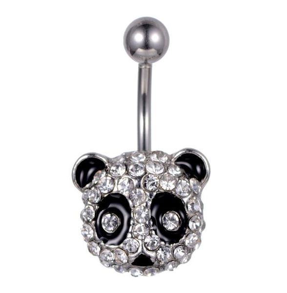 

d0695 1 color clear panda style navel button ring piercing body jewlery9220198, Silver