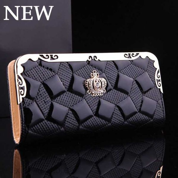 

money clips fashion women wallets crown lady purses handbags zipper coin purse clutch women wallet cards holder good quality moneybags burse, Black