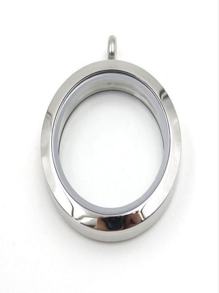 

round locket pendant necklace 30mm glossy stainless steel clear glass living floating memory charms stone storage souvenir9151499, Silver