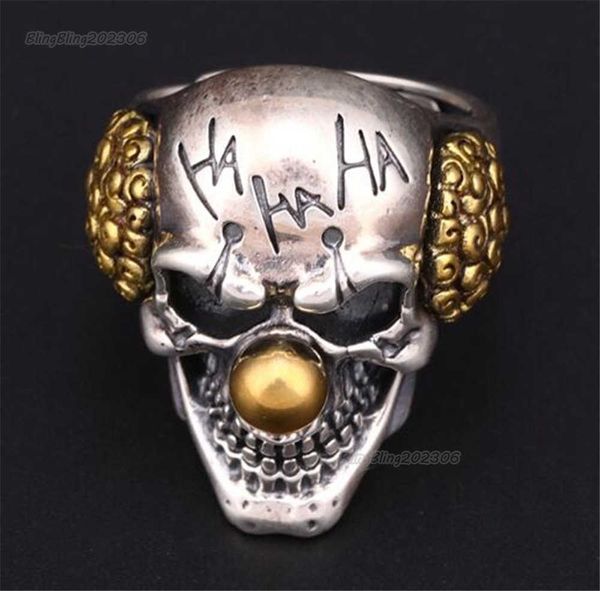 

baosheng electronics new jewelry clown men's ring men's dominant personality skull ring, Golden;silver