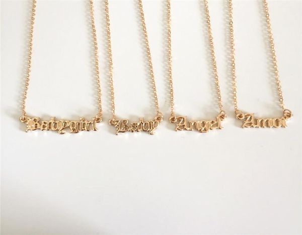 

2020 new fashion jewelry gold babygirl letter necklace name pendants lovely gift for the mom7340614, Golden;silver