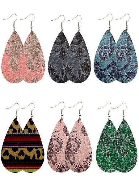 

bohemian ethnic pu leather earring for women fashion teardrop leopard print pattern leather water drop hook earrings jewelry gift1685493, Golden