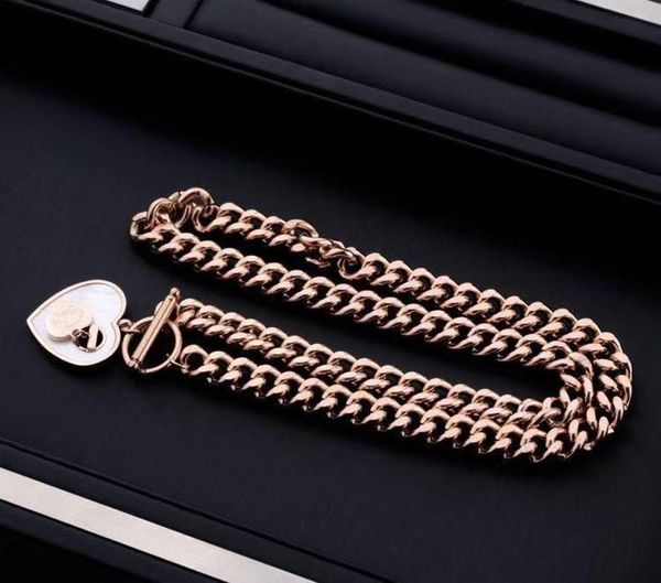 

luxury designer jewelry women necklace brand t necklace white double love pendant necklace stainless steel rough chain6418745, Silver