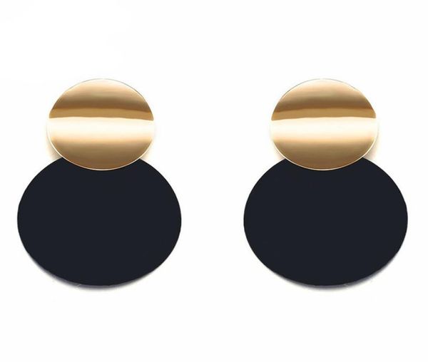 

trendy black round metal earring for women gold shiny smooth long drop earrings 2019 fashion statement jewelry pendientes bijoux1631235, Silver
