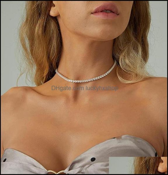 

chokers necklaces pendants jewelry out tennis for women luxury cubic zirconia gold color short choker chain hip punk male necklace9393901, Golden;silver