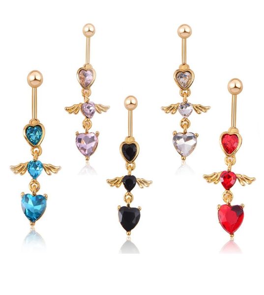 

body jewelry angel wing navel rings belly button stainless steel belly bar ring navel piercing dangle8027246, Silver